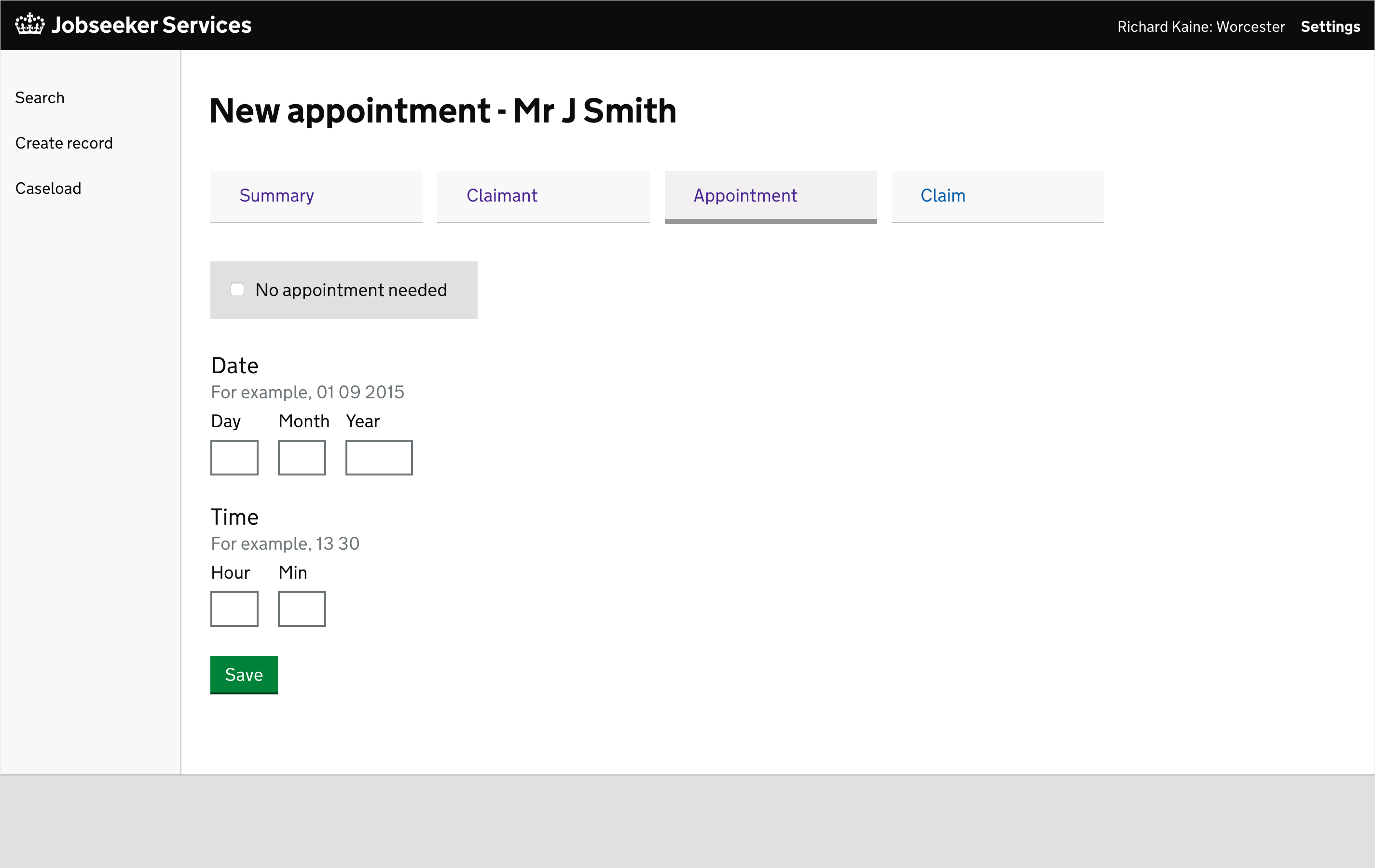 Enchanced Jobseeker Services claimant record