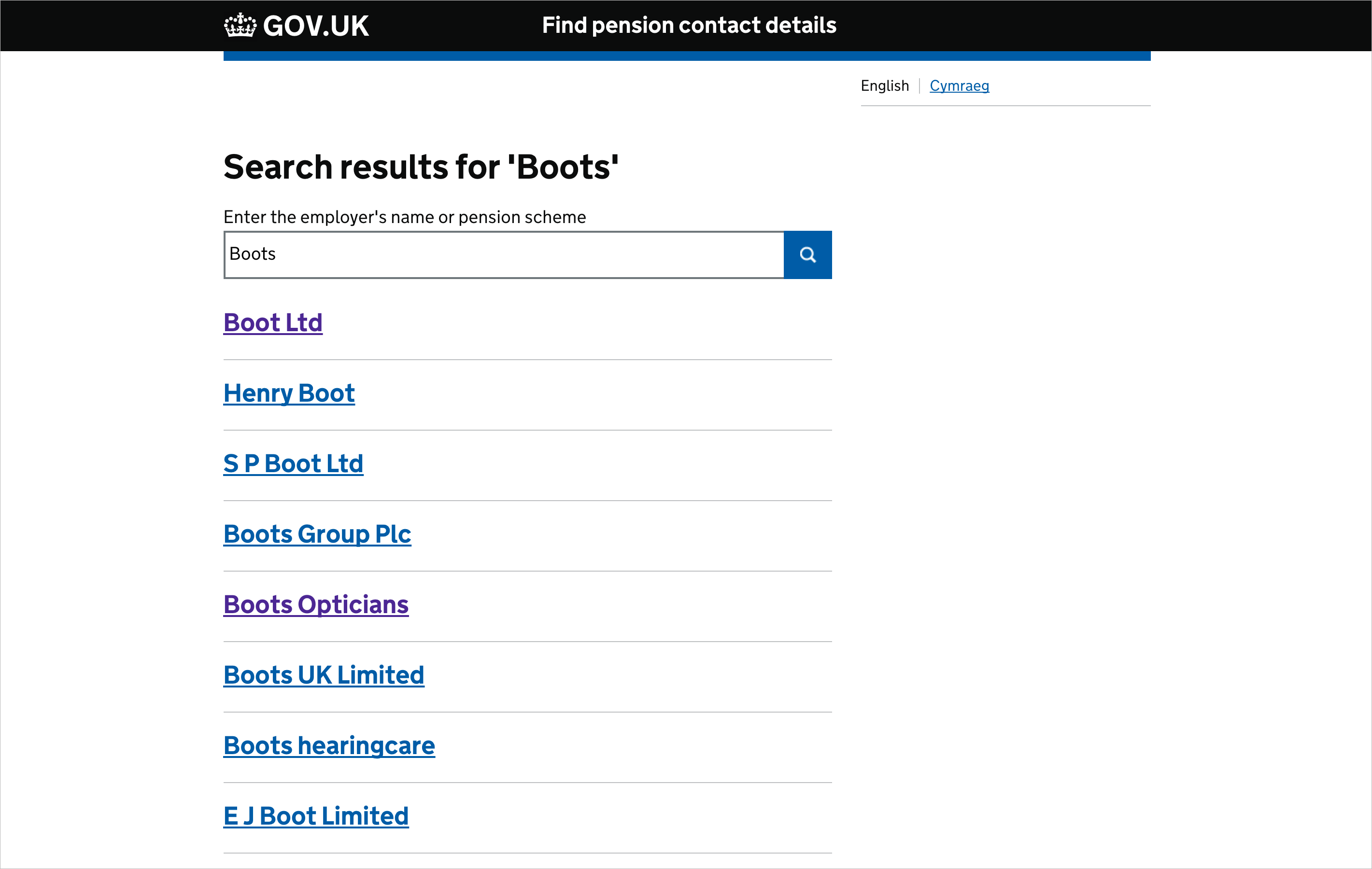 'Find a lost pension' Beta iteration