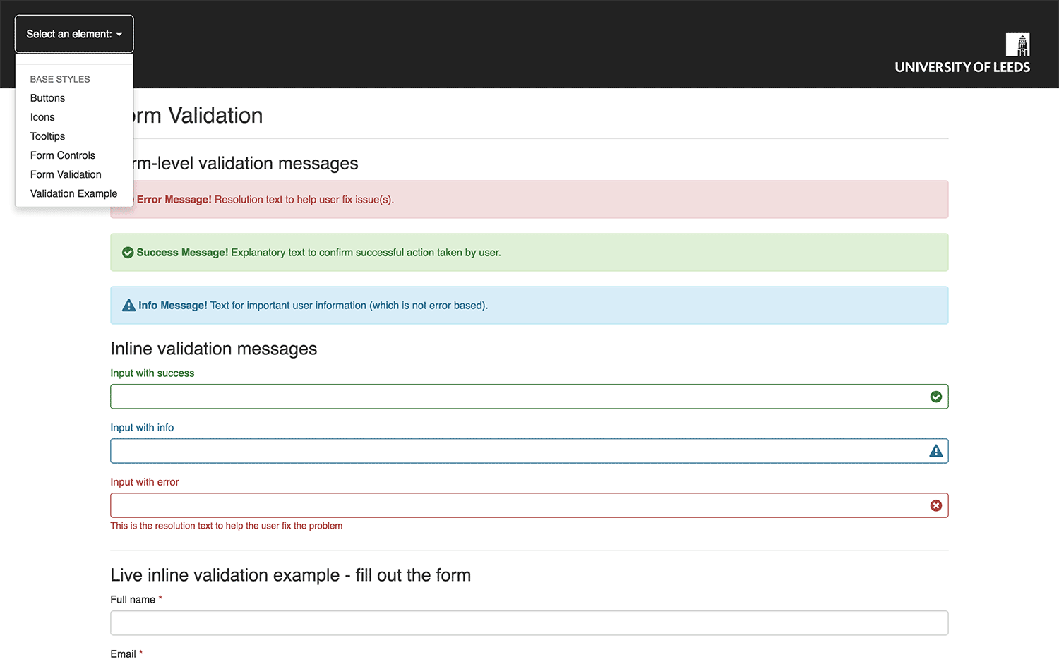 University of Leeds responsive bootstrap